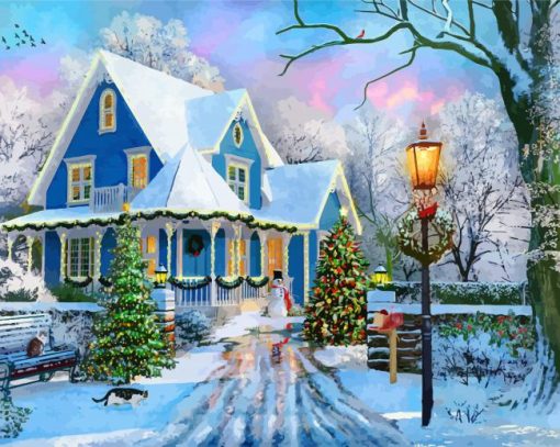 Snowy Christmas Day Diamond Painting