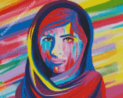 Colorful Malala Yousafzai diamond painting