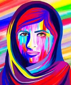 Colorful Malala Yousafzai diamond painting