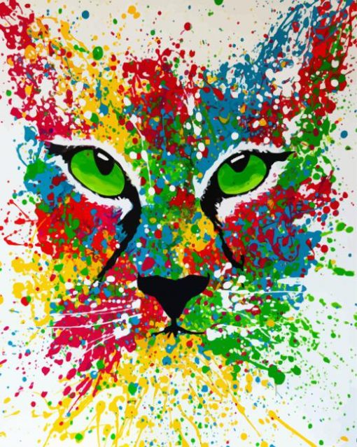 Colorful Splatter Lynx diamond painting