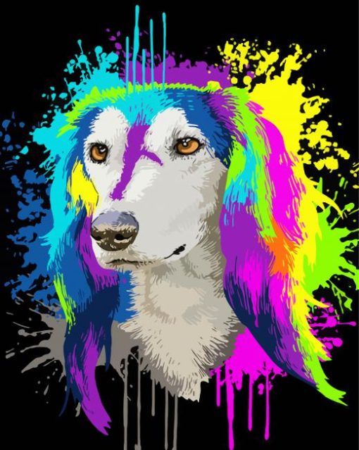 Colors Splash Saluki Dog diamond painting