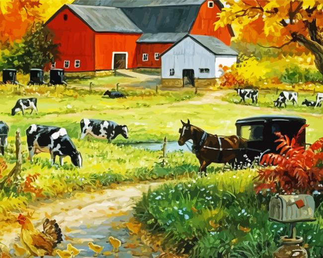 Fall Scene Diamond Paintings