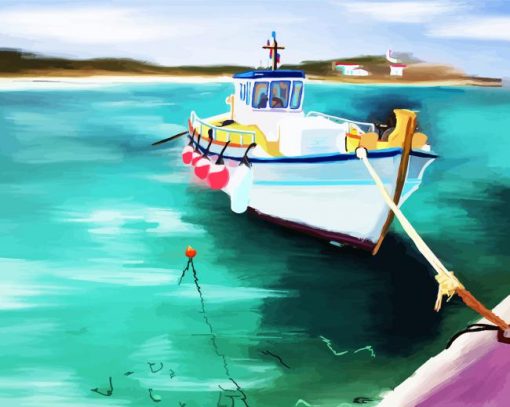 Fishing Day In Port Diamond Paintings