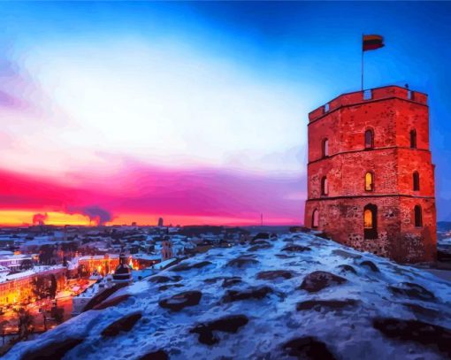 Gediminas Castle Tower Lithuania diamond painting