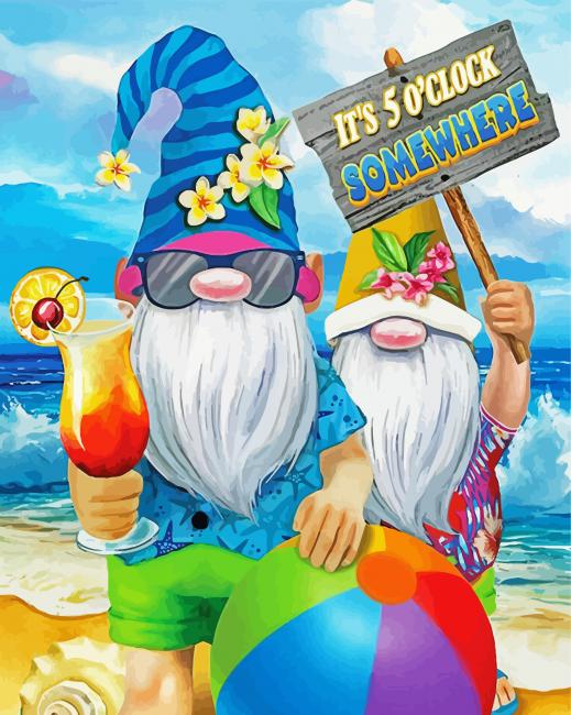 Gnomes On Vacation Diamond Paintings