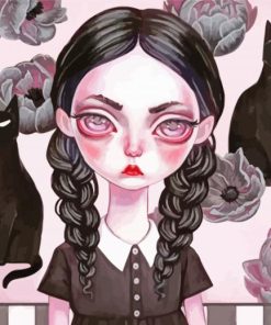 Goth Little Girl And Black Cat Diamond Paintings