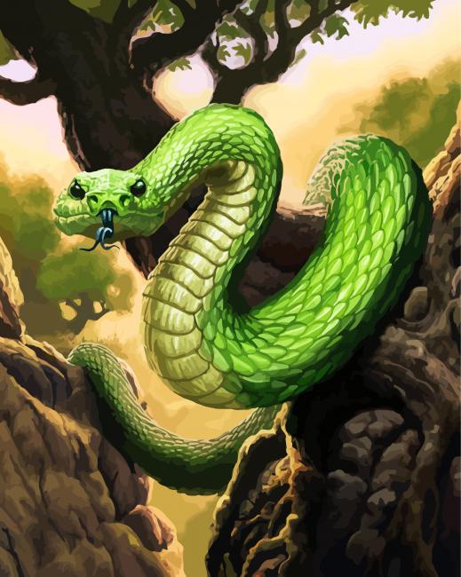 Green Cobra diamond painting