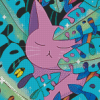 Purple Cat Between Plants Diamond Paintings