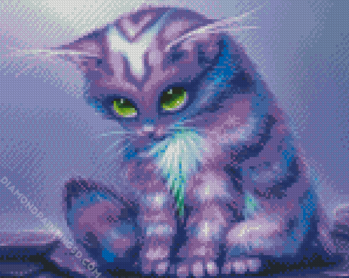 Cute Purple Cat Diamond Paintings