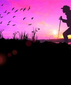 Hiker Silhouette At Sunset diamond painting