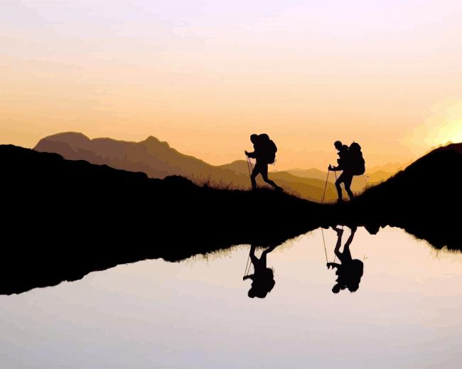 Hikers At Sunset diamond painting