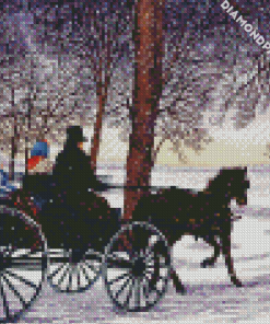 Horse Carriage In Snow diamond painting