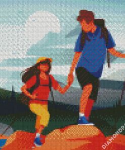 Illustration Couple Hiking diamond painting