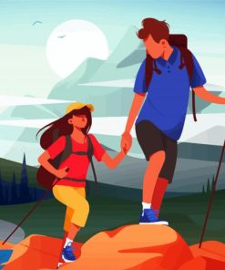 Illustration Couple Hiking diamond painting