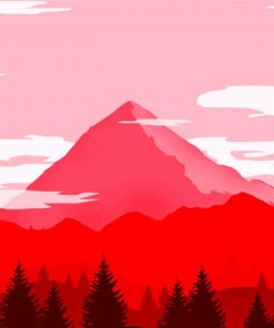 Illustration Red Mountains Diamond Paintings