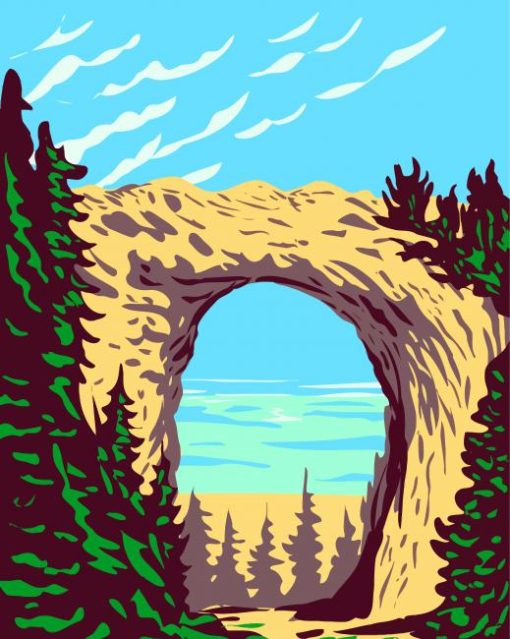 Illustration Mackinac Arch Rock diamond painting