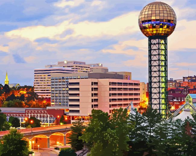 Knoxville Skyline At Sunset Diamond Paintings