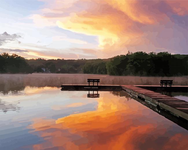 Lake Wallenpaupack At Morning Diamond Paintings