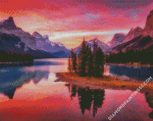 Maligne Lake At Sunset diamond painting