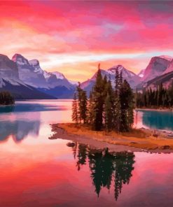 Maligne Lake At Sunset diamond painting