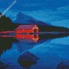 Maligne Lake Boat House diamond painting