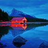 Maligne Lake Boat House diamond painting