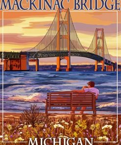 Michigan Mackinac Bridge Poster diamond painting