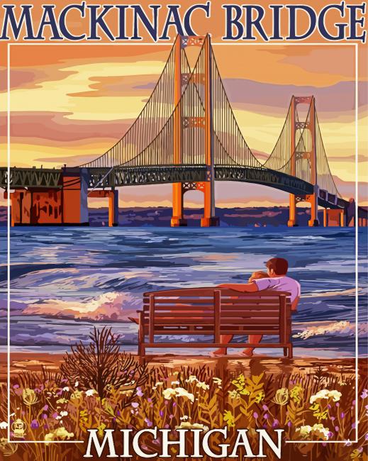 Michigan Mackinac Bridge Poster diamond painting