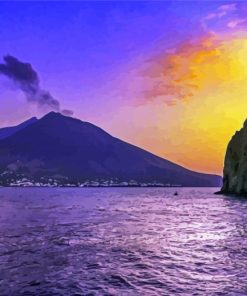 Mount Stromboli Volcano Diamond Paintings