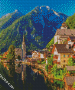 Famous Hallsatt Mountain Village Diamond Paintings