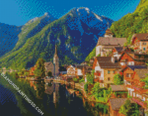 Famous Hallsatt Mountain Village Diamond Paintings