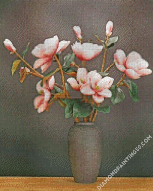 Pink Magnolia Vase diamond painting