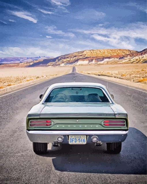 Plymouth Roadrunner On Road Diamond Paintings