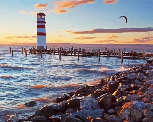 Podersdorf Am See Lighthouse diamond painting