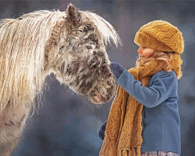 Pretty Little Girl With Horse Diamond Paintings