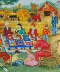 Quilters In Farm Diamond Paintings