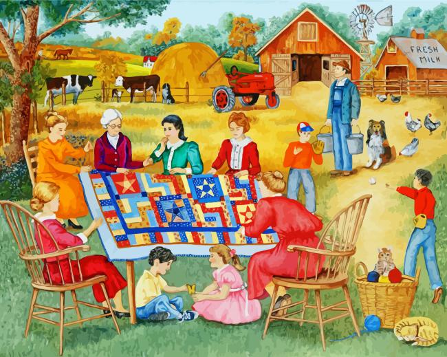 Quilters In Farm Diamond Paintings