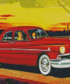 Red Classic Lincoln Car diamond painting