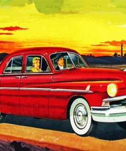 Red Classic Lincoln Car diamond painting