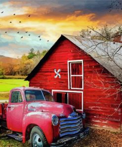 Red Truck Art Diamond Paintings