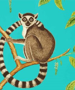 Ring Tailed Lemur On Branch diamond painting