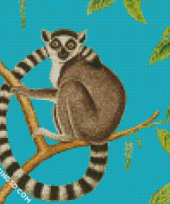 Ring Tailed Lemur On Branch diamond painting