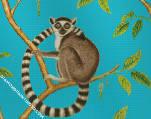 Ring Tailed Lemur On Branch diamond painting