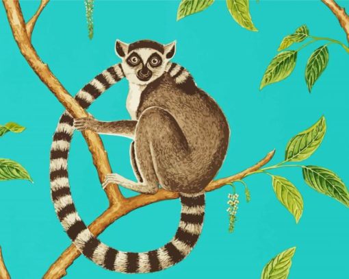 Ring Tailed Lemur On Branch diamond painting