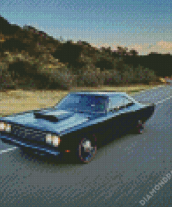 Black Plymouth Roadrunner On Road Diamond Paintings