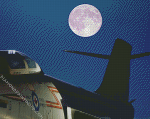 CDN Military Plane And Moon Diamond Paintings