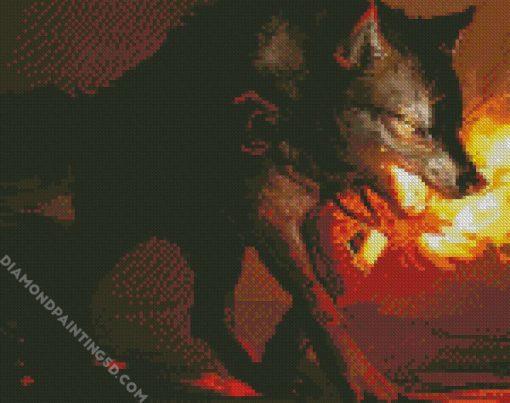 Fire Wolf Art Diamond Paintings