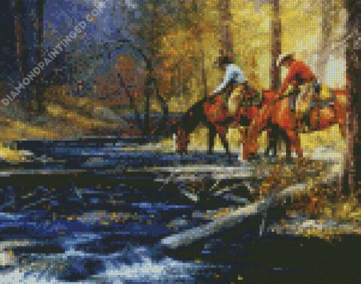 Horses Drinking Diamond Paintings