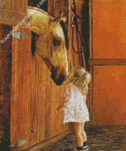 Little Girl With Horse Diamond Paintings