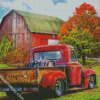 Old Red Truck And Barn Diamond Paintings